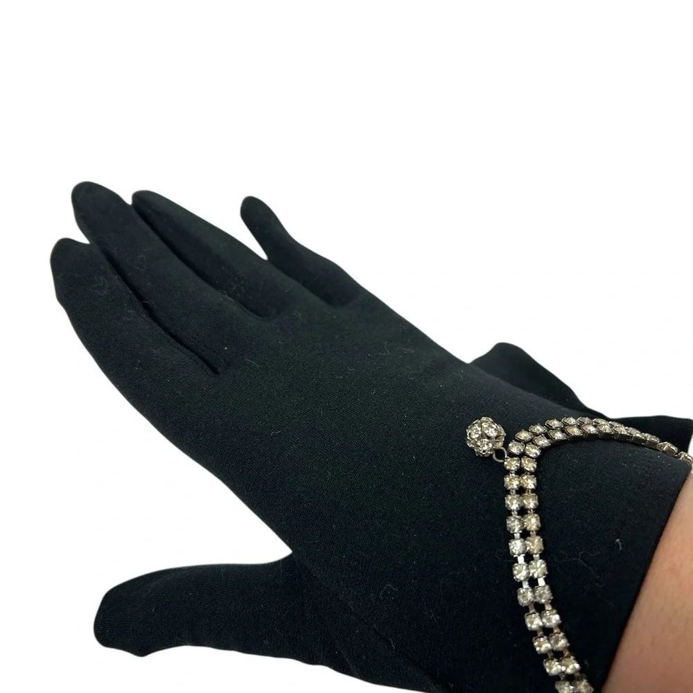VTG Weinberger Germany Black Nylon Short Gloves Rhinestone Embellished